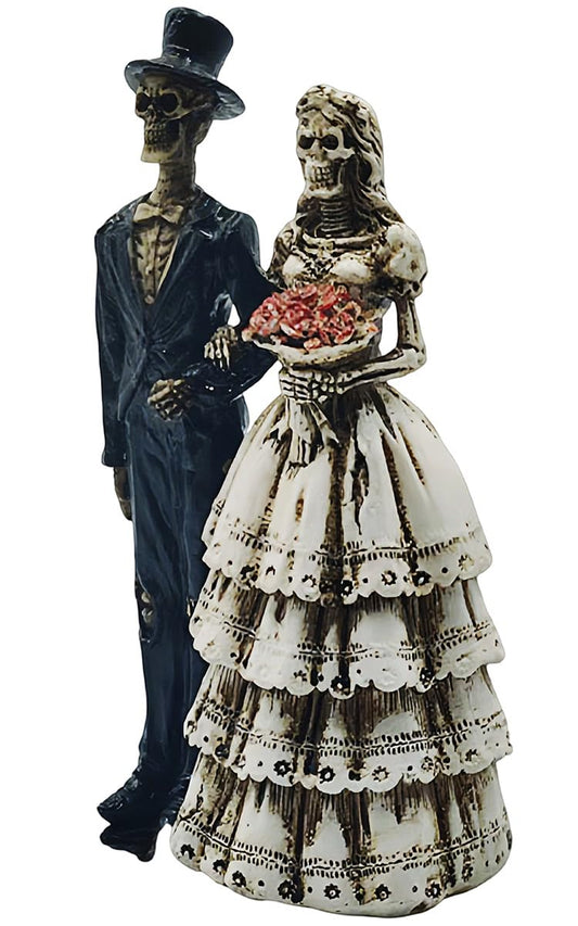 Gorbgle Halloween Decor, Gothic Decor Resin Skull Wedding Statues, Spooky Ghost Figurines, Goth Sculptures Table Centerpiece for Home Office, Desk, Mantel, Bookshelf, Indoor Decorations