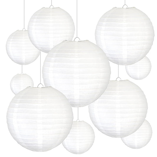 Novelty Place 6 inch White Paper Lanterns (Pack of 10) - Great Chinese/Japanese Home, Party & Wedding Decorations