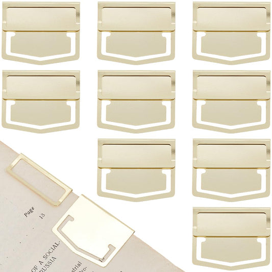 CRASPIRE 14Pcs Metal Bookmark Page Clip Index Clips 1.1 x 1.4 Inch Golden Stainless Steel Retro Book Page Line Markers Label Planner Clamps Accessories for Reading Notebook Office School Supplies