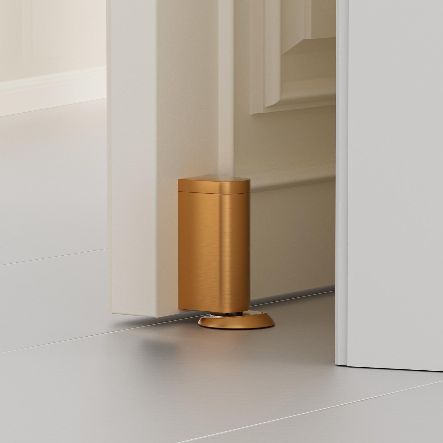 SAILANKA Windproof Magnetic Door Stoppers No Drilling Door Stop Strong Magnet Keep Door Open Door Catch Holder Wall Protect with Screws and Adhesive, Matte Gold, 1 Pack