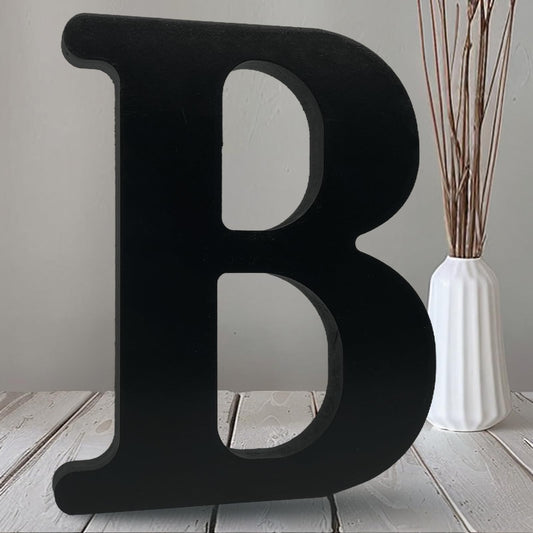 AOCEAN 10 Inch Black Wood Letters for Halloween Decorative Standing Slices Sign Board Decoration - Unfinished Craft Home Party Projects (B)