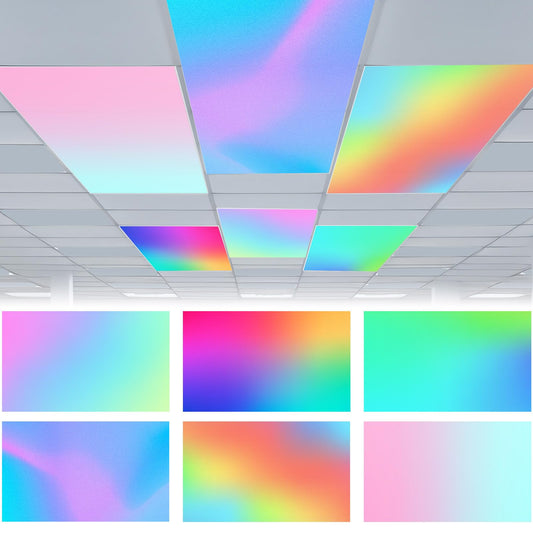 VIHOSE 6 Pcs Fluorescent Light Covers for Ceiling Lights Classroom Magnetic Light Covers Classroom Filters Office School Drop Ceiling, 4 x 2 ft(Neon)