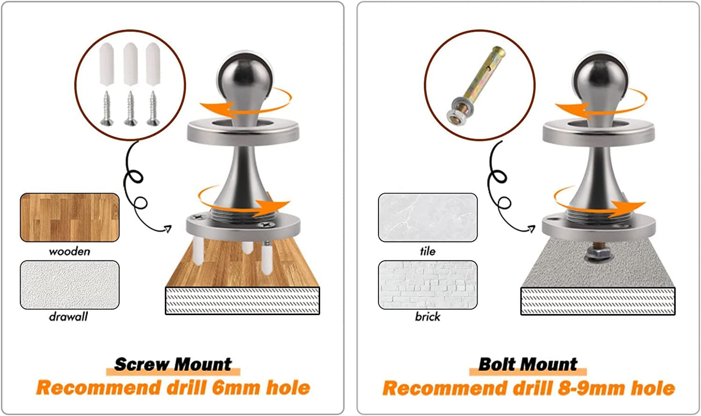 Door Stops, Magnetic Door Stoppers, 4 Pack Heavy Duty Door Catch Holder Stainless Steel Wall Floor Mounted Doorstop to Keep Door Open
