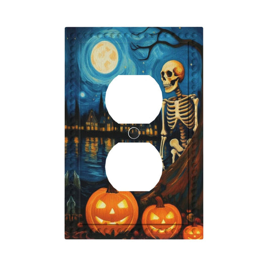 HLCoChT Decorative Art Light Switch Covers Pumpkin - lit Halloween Eve Switch Plate 1 Gang Single Duplex Outlet Wall Plate Switchplate Electrical Faceplate
