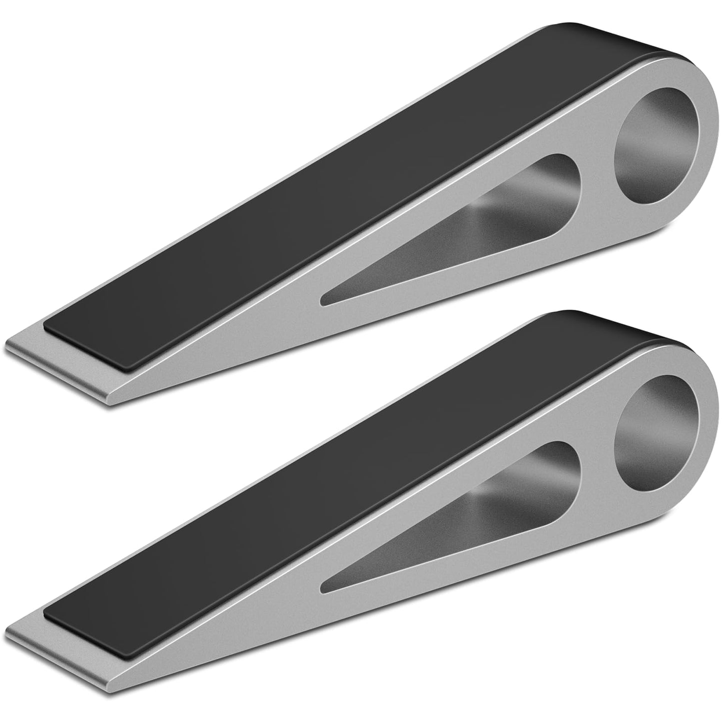 2 Pcs Heavy Duty Door Stopper for Bottom of Door, Aluminum & Rubber Door Stop Wedge- Keep Doors Open in Home, Apartment, Office, Hotel, 4.92L*1.02W*1.22H Inch,Silver