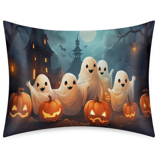 Halloween Satin Silk Pillowcase for Hair and Skin Halloween Ghosts Pillow Cases Standard Size Soft Silk Pillow Case with Envelope Closure Satin Cooling Pillow Covers (20x26 in) 1 Pack