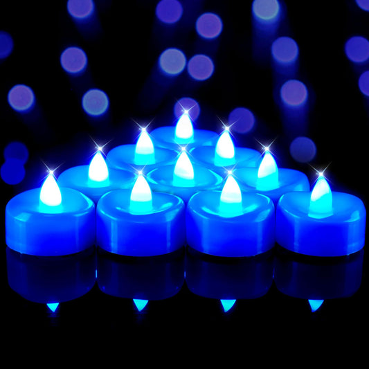 BEICHI Flameless Candles, Tea Lights Battery Operated, No Flickering Votive Candles LED Tea Lights for Halloween Christmas Wedding Home Decor (50 Pack, Blue)