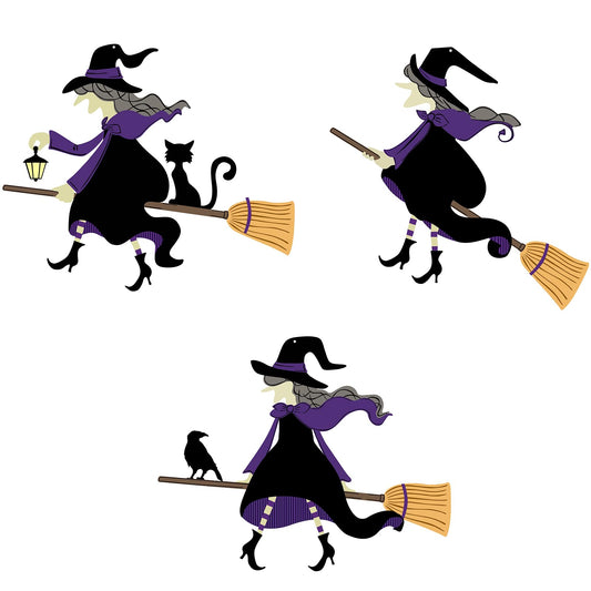 Manortang Witch Halloween Decoration, Magic Witchs Holding Broom Metal Witch Decor, Halloween Outdoor Hanging Decoration, Wall Art for Indoor Outdoor Garden Yard Halloweenday Party Decor