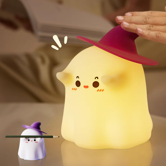 Eelexa Halloween Ghost Night Lights for Kids: Cute Lamp Rechargeable Toddler Baby Night Light with Timer, Adjustable Brightness, Ideal Holiday Season Gift Choice Home Decor (Ghost LAMP)