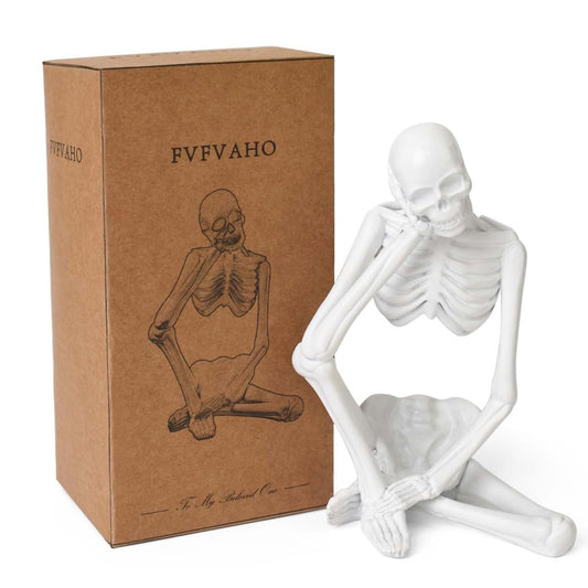 FVFVAHO Skeleton Thinker Statue Resin Sculpture - Abstract Desk Decor for Office & Home, Meditation Room Decor, Unique Gothic Art Collectible