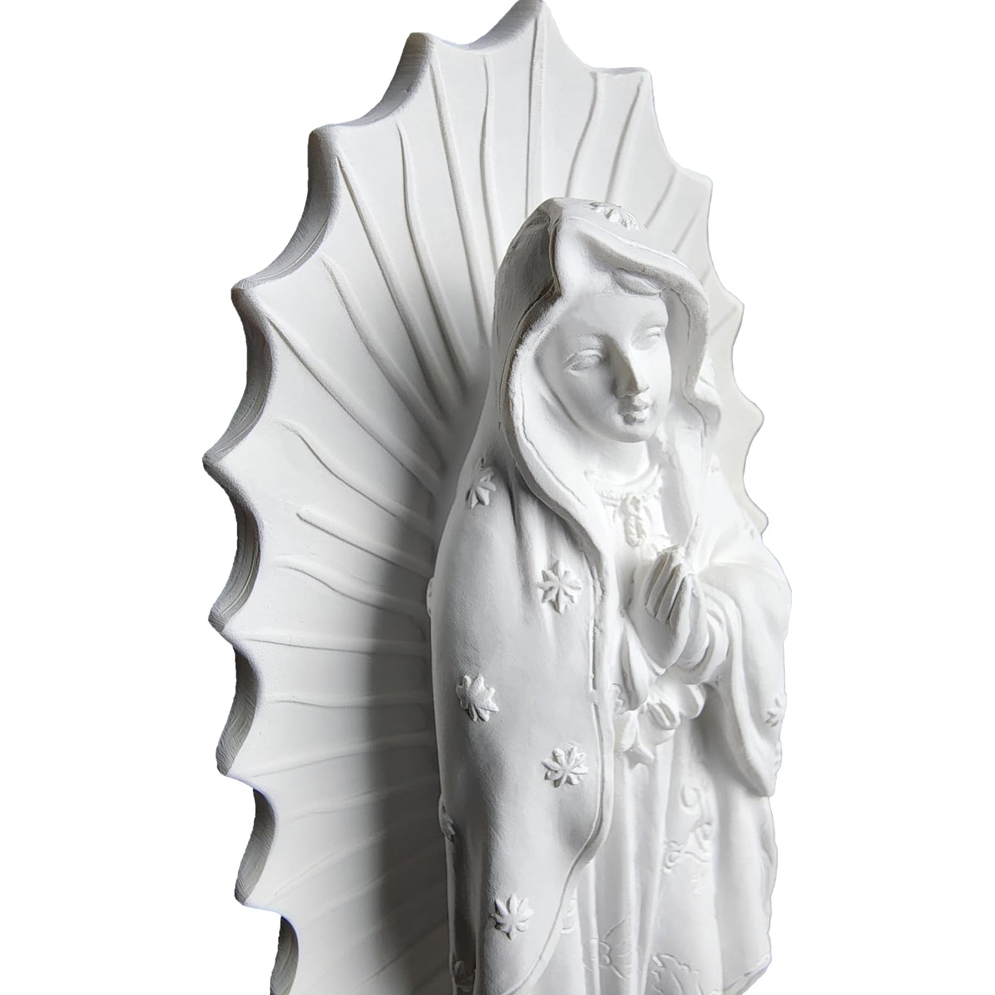 PSYHILAR Our Lady of Guadalupe Statue, White Virgen de Guadalupe Statues, Small Mexico Virgin Mary Figurine, Virgencita Maria Estatua Resin Catholic Religious Decor 7 Inch