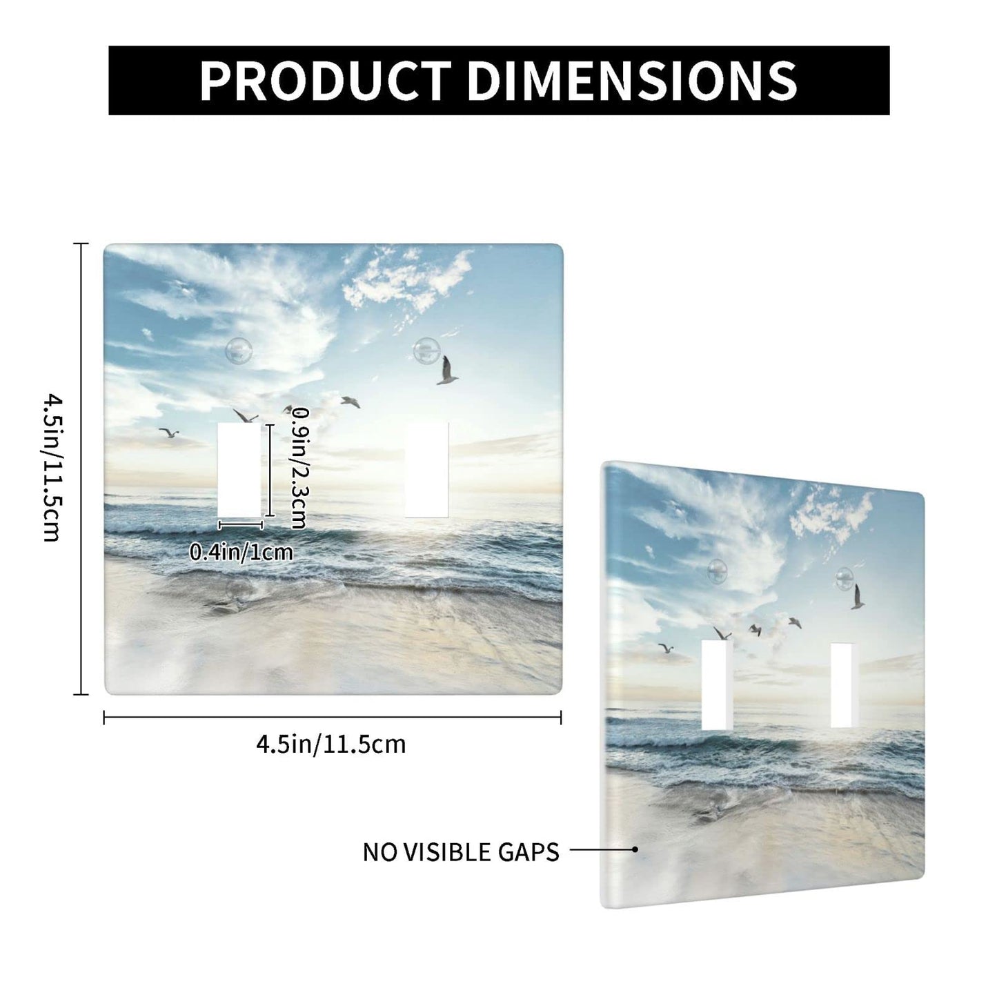 Beach Ocean Scenery Light Switch Cover Decorative Double Switch Plate Toggle Wall Plate 2 Gang Switch Plate Covers for Kitchen Bedroom, 4.5 x 4.5 Inch