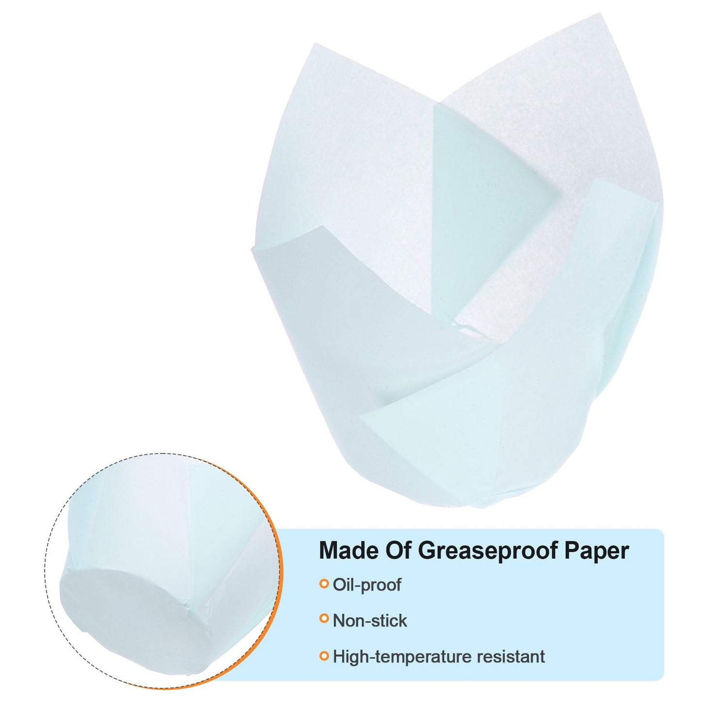 HARFINGTON 100pcs Tulip Cupcake Liners Greaseproof Baking Cups Paper Cupcake Wrappers Holders for Parties Weddings Birthdays, Blue