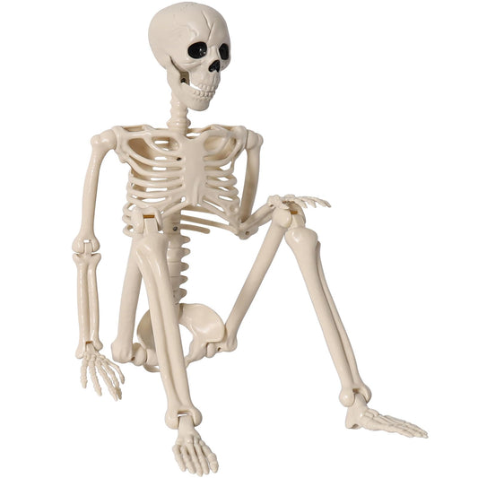 36" Skeleton Halloween Decor, 3FT Realistic Full Body Movable Posable Joints Skeleton, Creepy Halloween Plastic Human Bones for Party Decor Lawn Haunted House Graveyard Props Indoor Outdoor