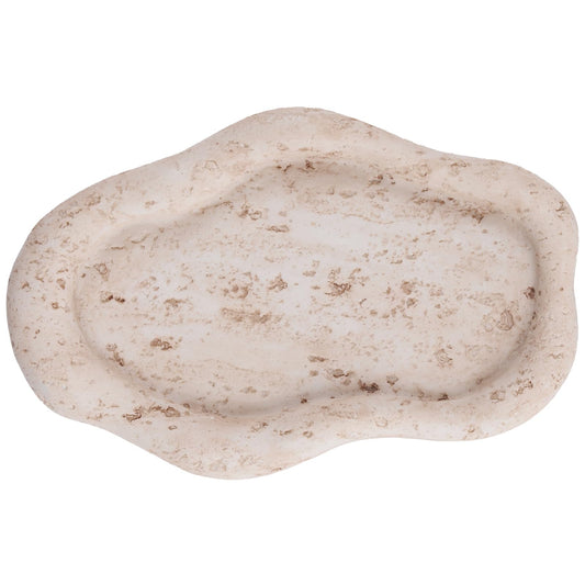 Cloud-Shaped Resin Jewelry Tray, Beige Travertine Vanity Tray for Bathroom Countertop, Trinket Candle Dish, Perfume Holder, Decorative Ottoman Tray for Home Decor Coffee Table Dresser