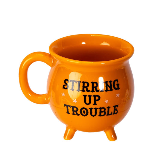 Pacific Giftware Wicca Orange Stirring Up Trouble Cauldron Ceramic Mug with Handle by Something Different UK Witchy Halloween and Spiritual Themed Drinkware Cup 16 Fl oz