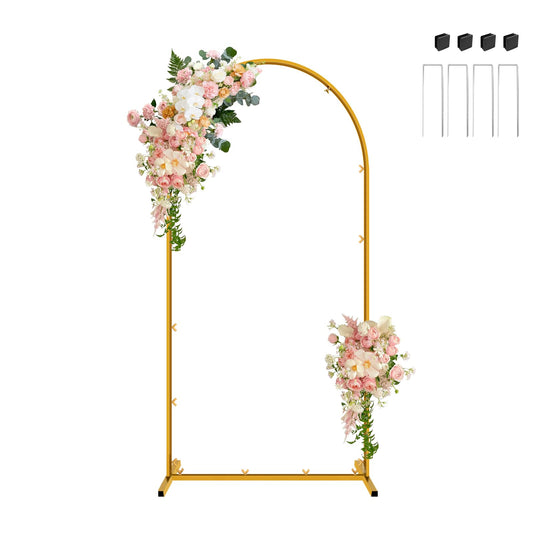 Gold Metal Arch Backdrop Stand, 6FT Wedding Arch Stand for Birthday Party Bridal Baby Shower Graduation Ceremony Photo Booth Garden Floral Balloon Arches Decoration