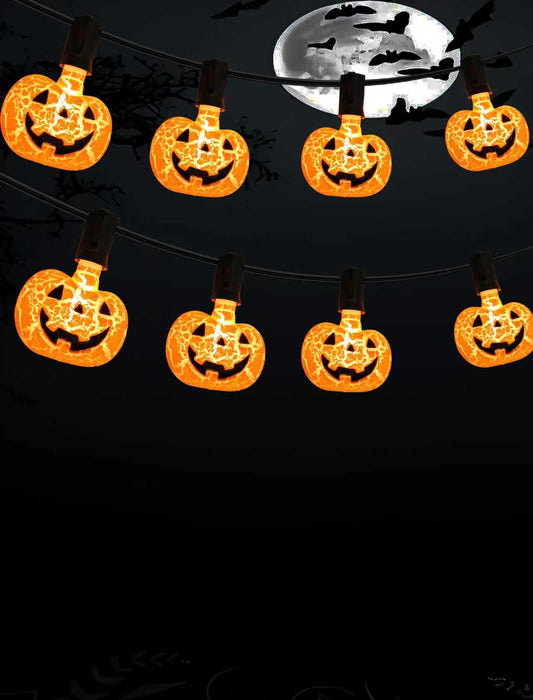 Unleash a Haunting Glow: 10.5ft Plug-in Halloween Pumpkin String Lights, Connectable (Up to 72 Strands), Waterproof Jack o Lantern Lights for Outdoor/Indoor, Heavy-Duty Orange Holiday Lights for Porch