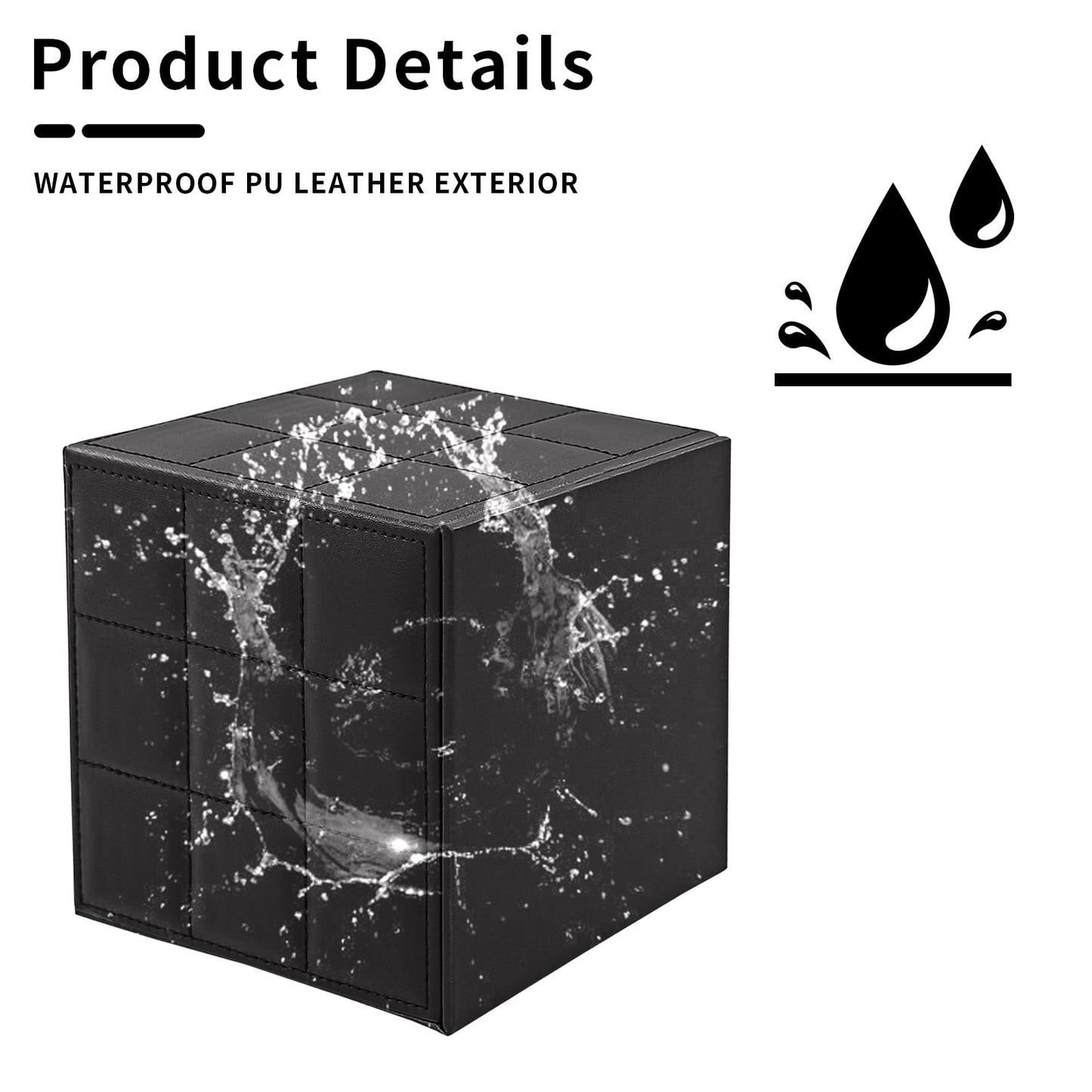 RHCSZ Modern Tissue Box Holder Square,Napkin Holder Pumping Paper Case Dispenser,Upgrade Large Size Facial Tissue Box Cover with Magnetic Bottom for Home Bathroom NightStand Office Desk (Black)