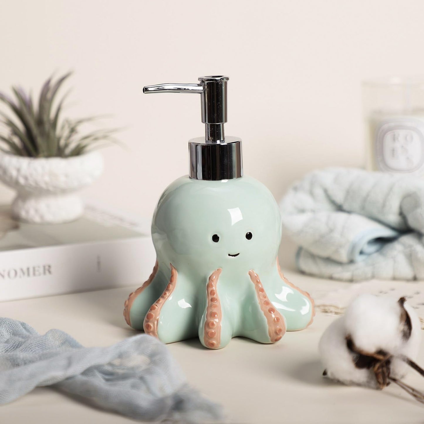 Octopus Soap Dispenser Marine Animal Lotion Dispenser Ceramic Liquid Bottle