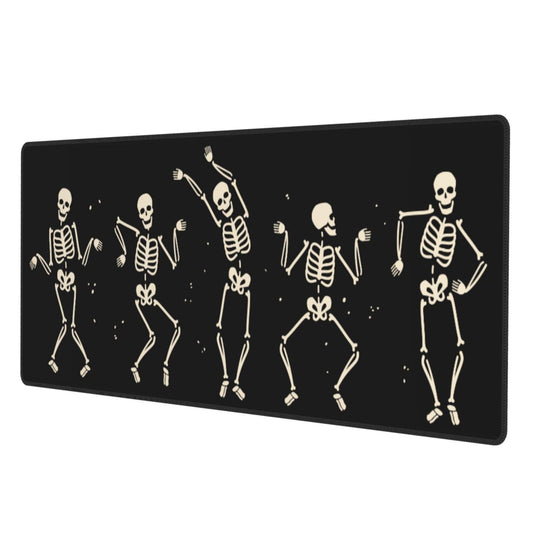 Dancing Skeleton Large Gaming Mouse Pad, Black Halloween Themed Extended Desk Mat with Non-Slip Base for Office & Home Decor 31.5 X 11.8 Inch