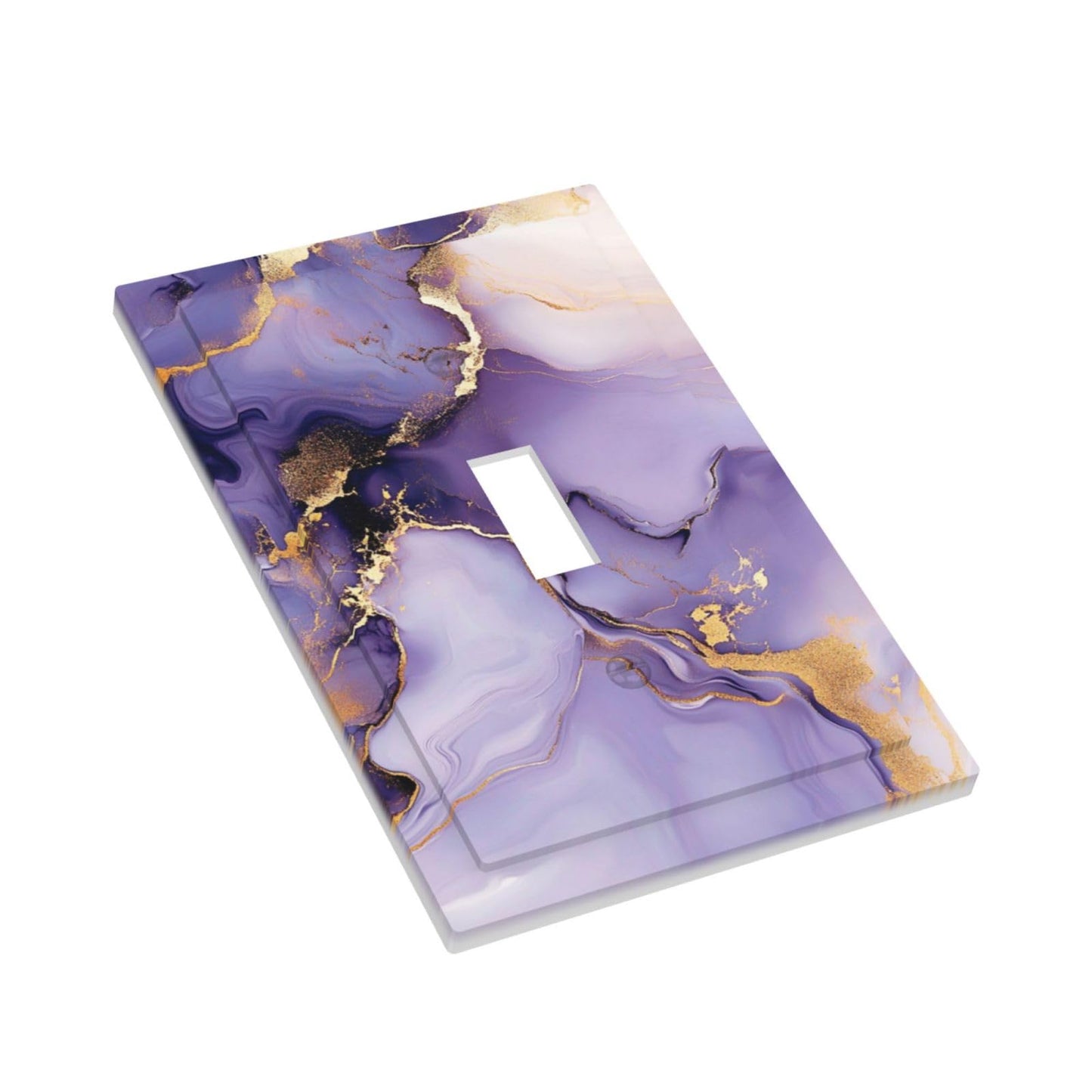 VGHOKO Decorative Switch Plate Cover with Luxury Marble Texture Purple & Gold Fluid Art Design 1 Gang Wall Plate Unique Single Toggle Light Switch Covers Artistic Faceplate for Modern Home Decor