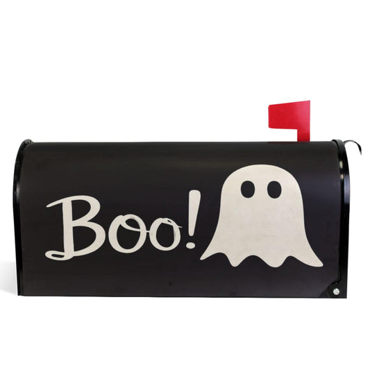 Wamika Halloween Ghost Boo Magnetic Mailbox Covers Spooky Skull Skeleton Black Mailbox Cover Standard Size Full Magnet Garden Yard Porch Mail Boxes Cover Holiday Decorations 21" L x 18" W