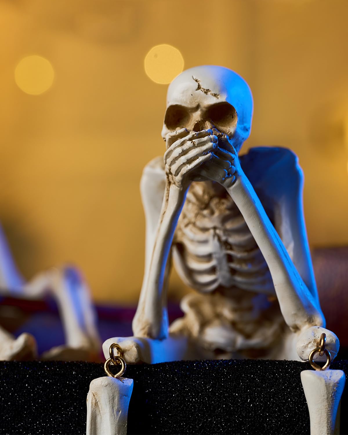 KcBlueJp Halloween Decorations Indoor Skeleton Statues See Speak Hear No Evil Figurines for Mantel Table - Realistic Resin Skull Spooky Gothic Home Decor Set of 3