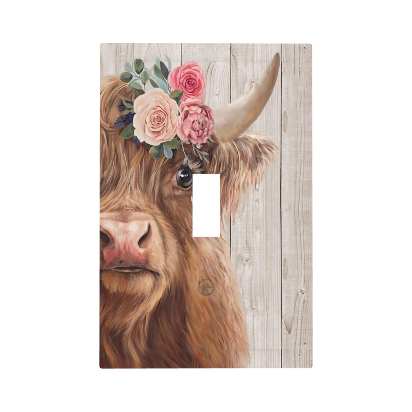 Lhdlnn Farmhouse Highland Cow Light Switch Cover 1 Gang Single Toggle Rustic Country Decorative Wall Plate Electrical Switchplate Receptacle Lightswitch Faceplate for Bathroom Bedroom Kitchen