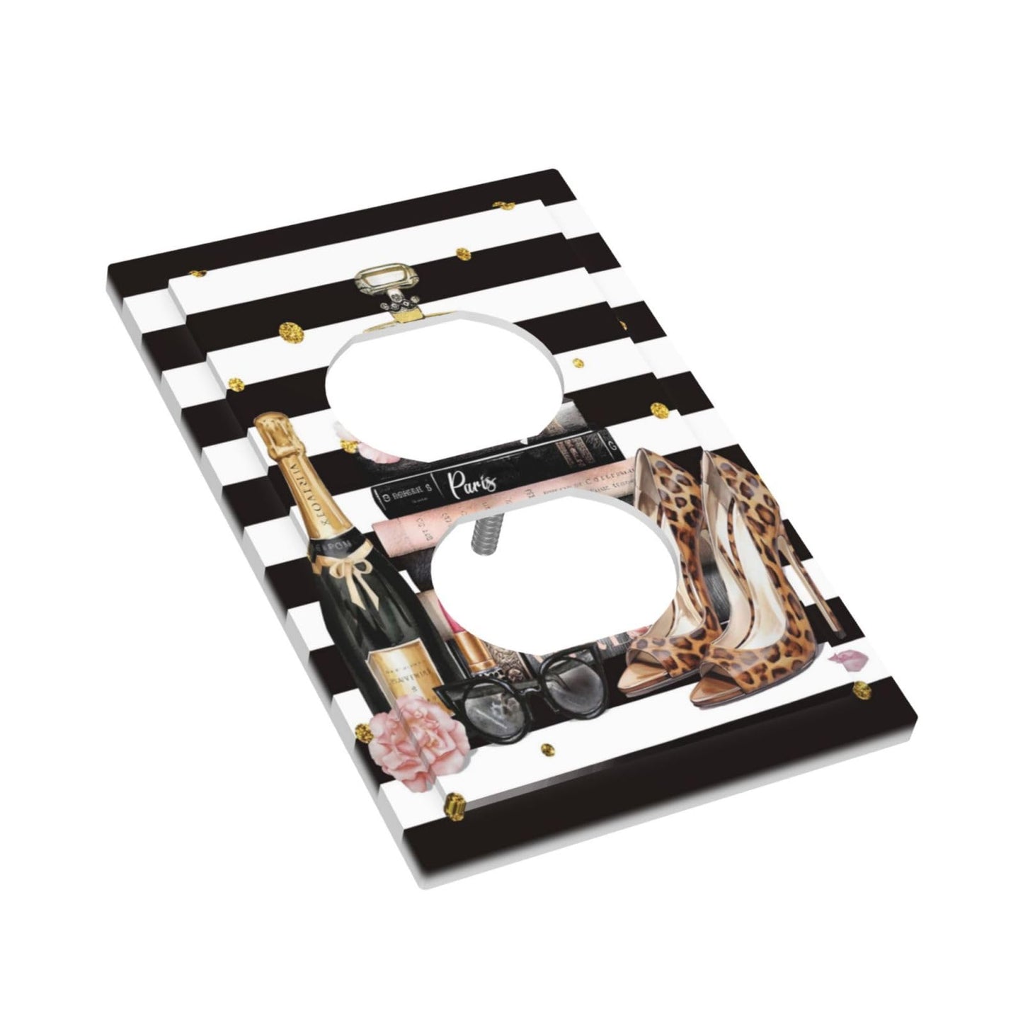 Gorgeous Girly Woman 1 Gang Duplex Receptacle Wall Plate Jumbo Electrical Outlet Cover Girls Lady Lipstick High Heel Decorative Decorator Light Switch Faceplate Socket Cover