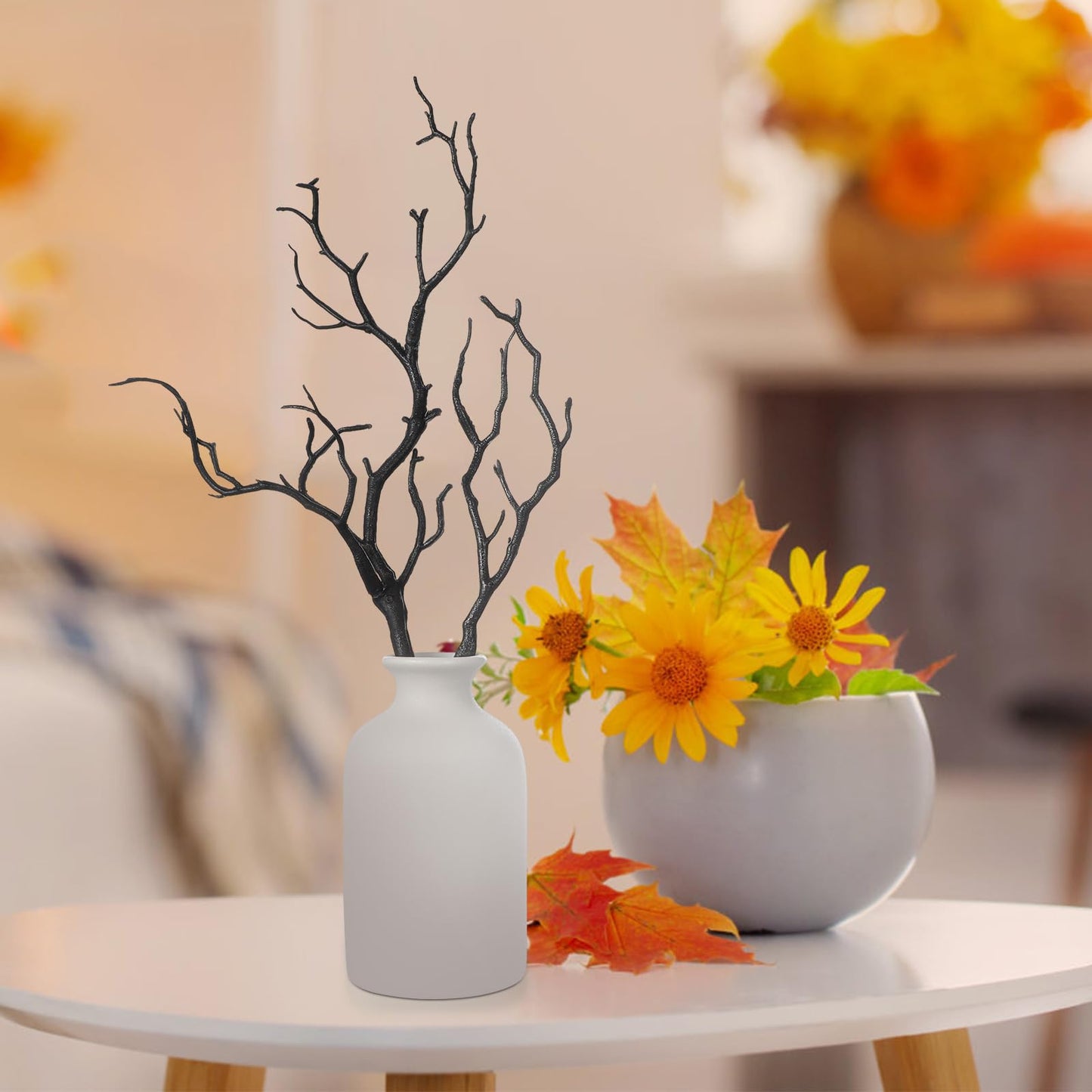 LIFKOME Artificial Antler Dried Tree Branches 13.76'' Art Witch Antler Branch Decorative Plant Twigs Plastic Dry Branches Decor for Wedding Halloween Party Home Supplies Black 4pcs