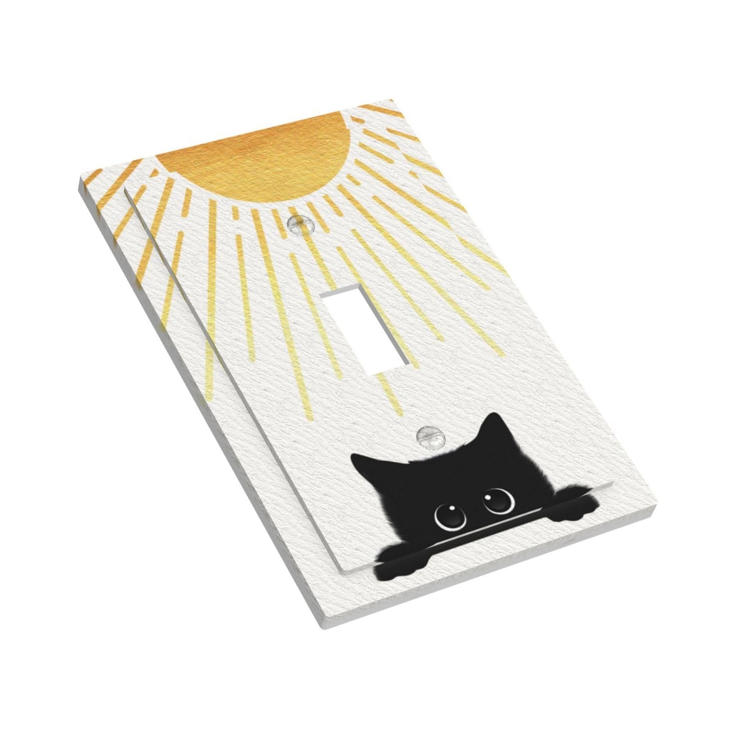 BHGAHD Decorative Light Switch Cover Plate Funny Black Cat Gold Sun 1 Gang Single Toggle Wall Plates for Electrical Outlet Covers Switch Plate Covers Faceplate for Bedroom Home Decor