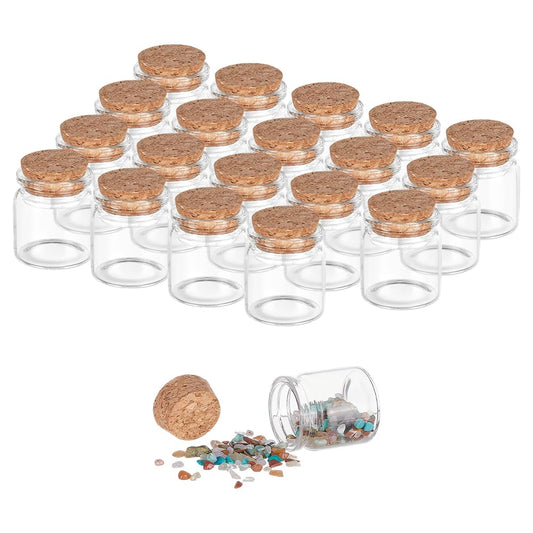 PH PandaHall 20pcs 20ml Glass Bottles with Cork Stoppers, Mini Glass Bottles Small Decorative Bottle Tiny Glass Vials Corks Jars Art Crafts Storage Container for Wedding Birthday Party Favors Decor