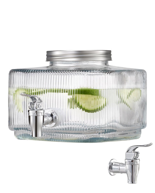 VEVOR Beverage Dispenser, 0.8 Gallon Drink Dispensers for Parties, Glass Juice Dispenser with No-Drip Spigot and Lid, Iced Tea Lemonade Juice Water Dispensers for Restaurants, Hotels, Parties