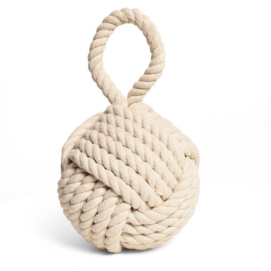 Monrocco Decorative Door Stop, Weighted Door Stopper for Bottom of Doors, Rope Doorstop, Knot Nautical Doorstopper, Heavy Doorstop for Bedroom, Living Room, Window Wedge, Bookend 6 inch (White)