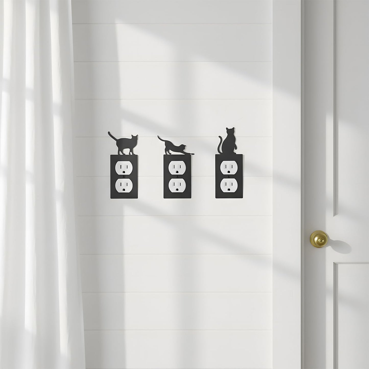 Otoolling 4 Pcs Black Cat Outlet Cover Cute Cat Decorative Switch Outlet Wall Electrical Power Cover Plate Light Bedroom Living Room Bathroom Decor(Classic)