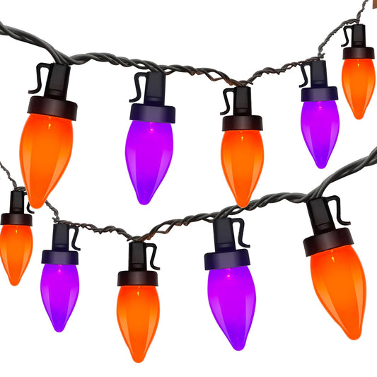 Xingzd 26FT Halloween String Lights Outdoor, 50 C7 LED Orange String Lights, Plug-in Halloween Patio Decorative Lights for Indoor Christmas Backary Porch House Holiday Party Decor