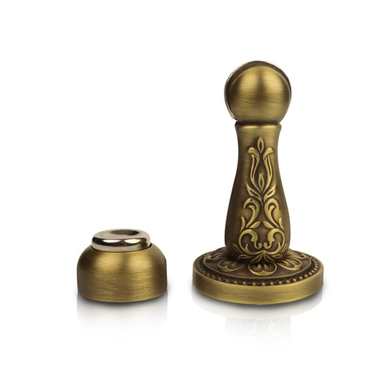 FLIRABBIT Magnetic Door Stoppers, Heavy Duty Decorative Antique Brass Door Stop for Wall Protection Magnet Door Catch for Bottom of Door (1, Antique Brass)