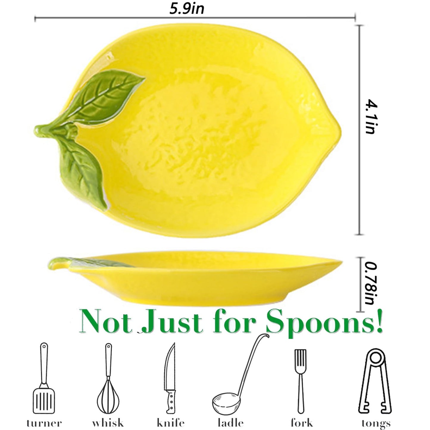 2 PCS Spoon Rests, Ceramic Spoon Rest, Cute Lemon Shaped Spoon Rests, Utensil Rest Spoon Rest Stove Top, Kitchen Cooking Spoon Holder for Counter Ladle Utensil Spatula Tong Rest - Set of 2
