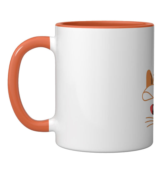 Black Cat Face Halloween Costume Ceramic Mug, Orange/White