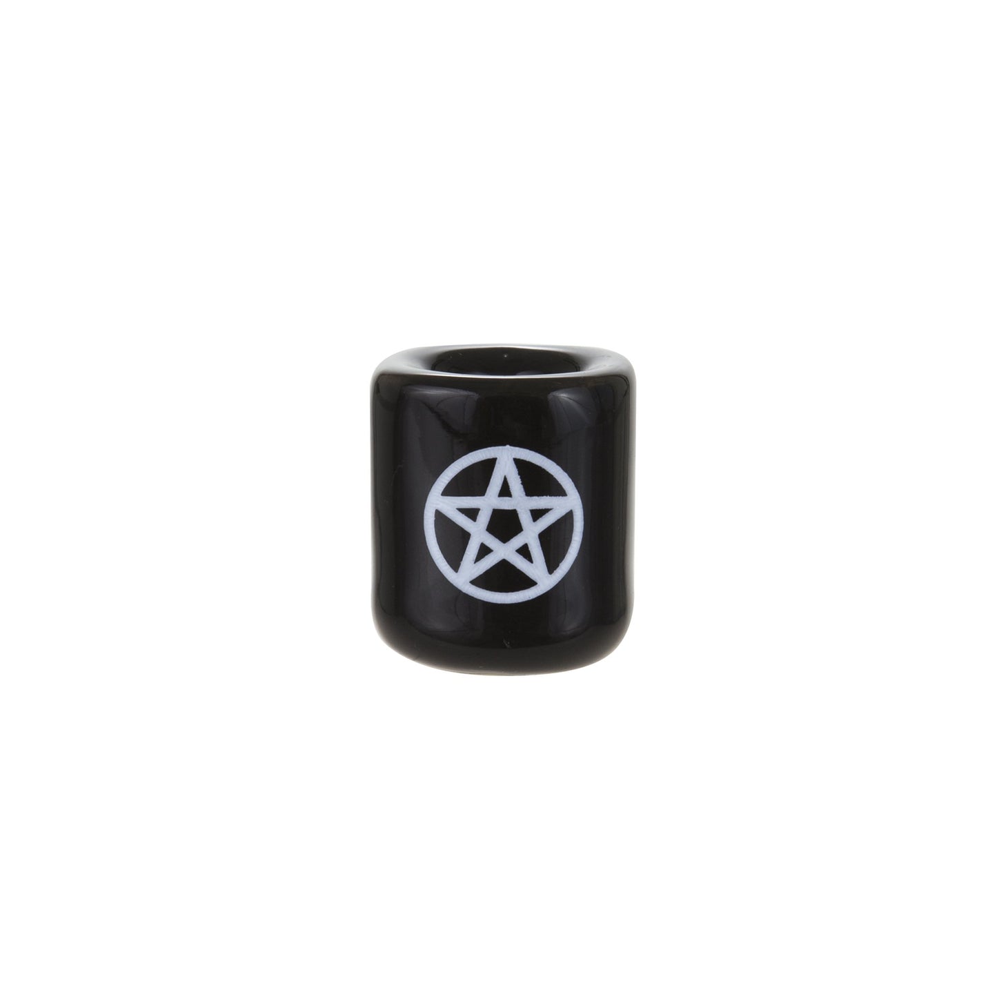Mega Candles 5 pcs Ceramic White Pentacle Chime Ritual Spell Candle Holder - Black