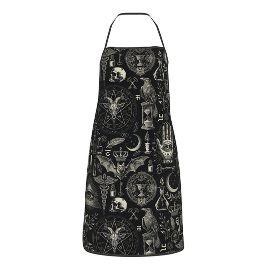 Worltoldb Gothic Apron for Women Men with Pockets Waterproof Kitchen Chef Apron for Cooking,BBQ Baking,Gardening,Crafting