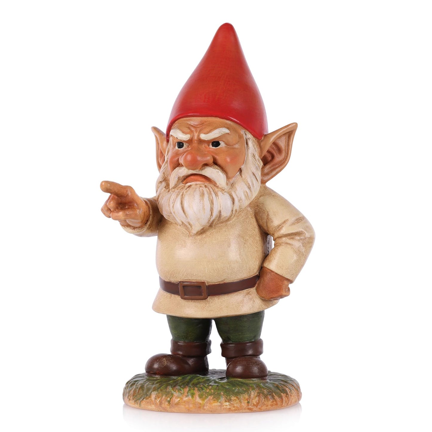 QIANLING 6.3" Garden Gnomes Outdoor, Angry Garden Gnome Statue, Funny Resin Gnome Garden Decor, Garden Gnomes for Yard Lawn Patio Porch Flower Bed Decor, Red Hat Gnome Gift for Garden Lovers