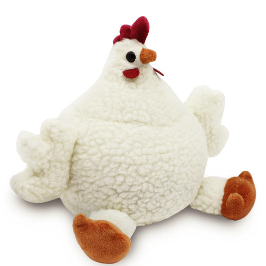 SANFERGE Cute Decorative Door Stopper for Home and Office Floor Door Stops, Fabric Animal Weighted Heavy Wall Protectors, White Chicken