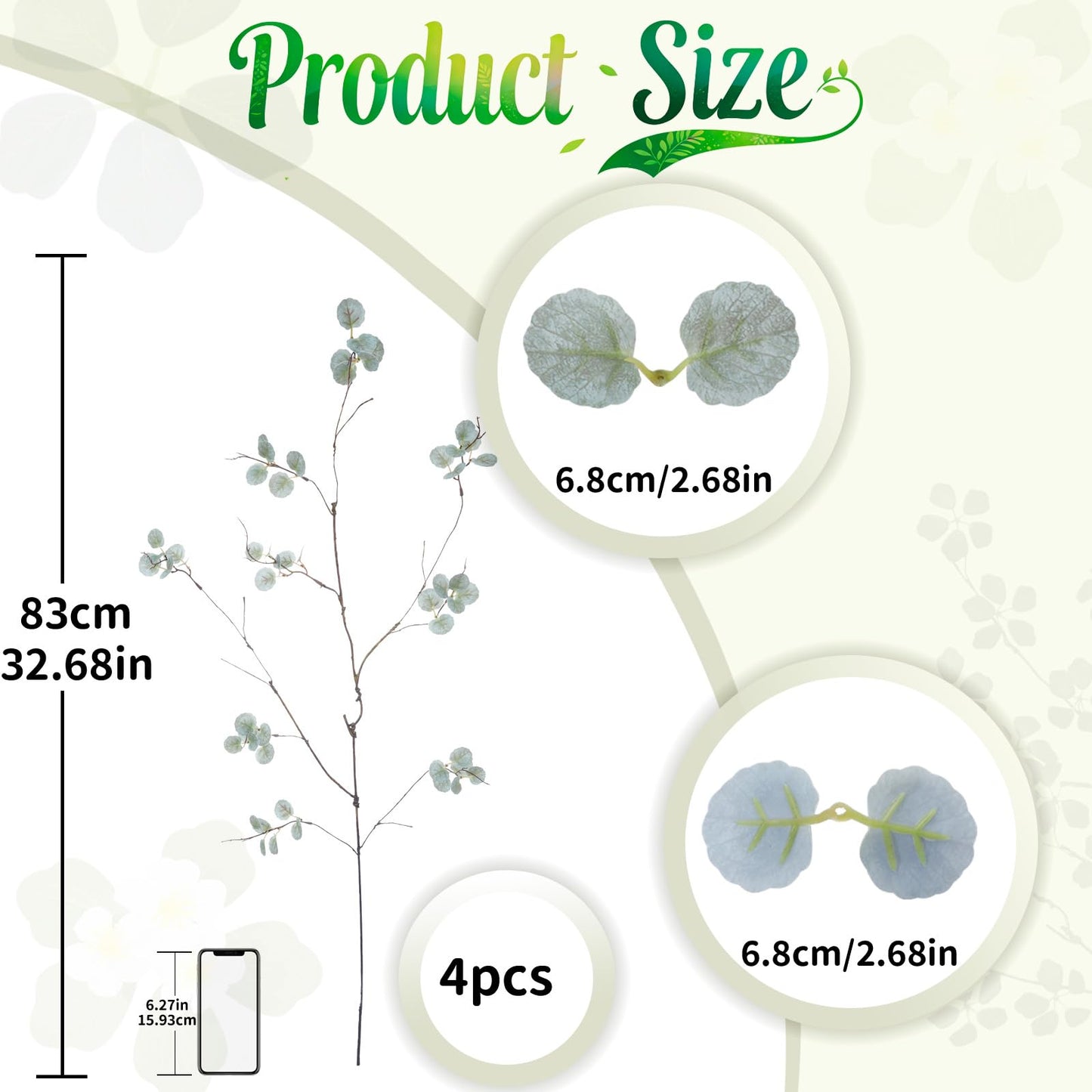LINSIE 4Pcs 38.8 inches Artificial Tree Branches and Twigs Faux Plant Stems for Tall Vase, Home, Hotel, Office, Store Decor (WN Gray)