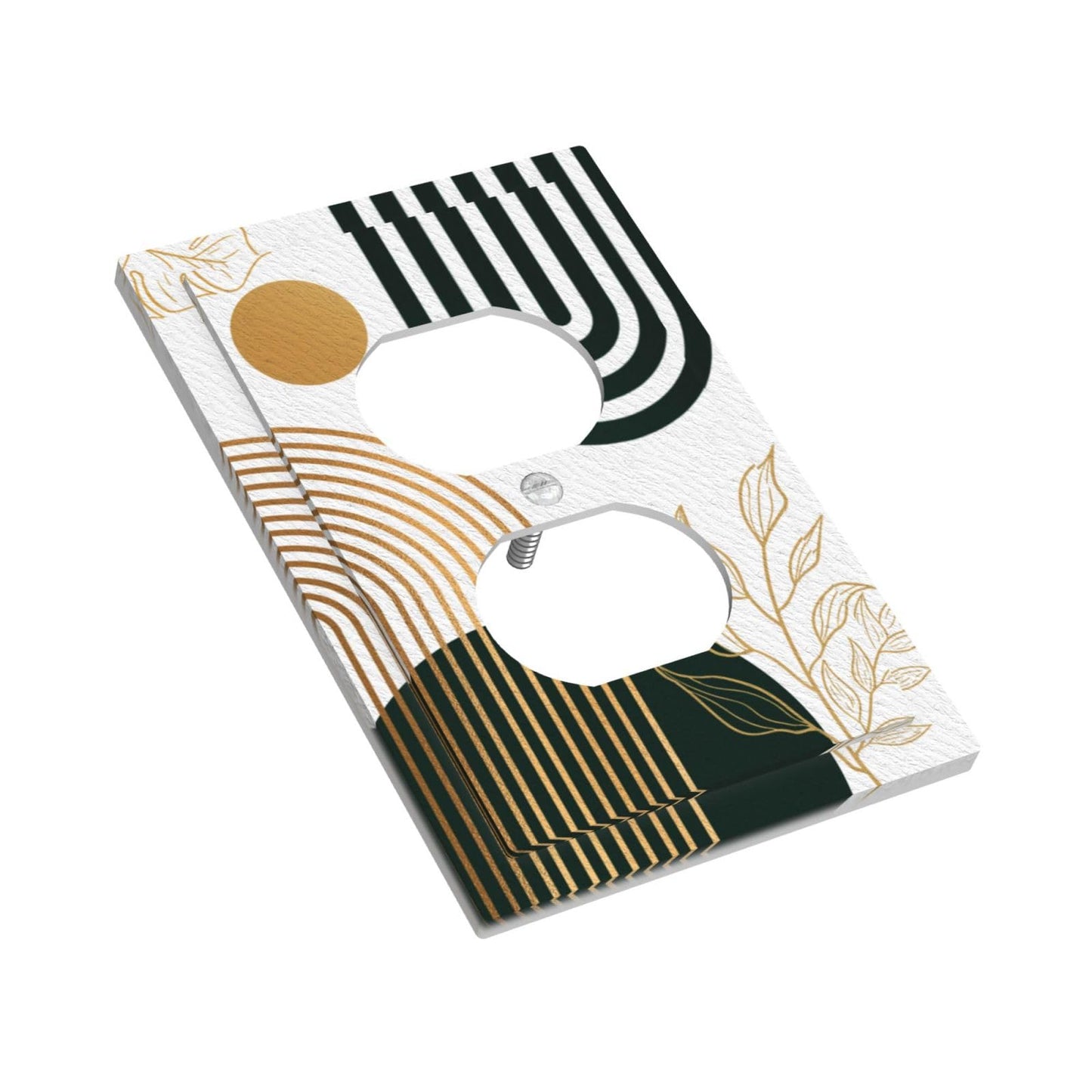 JDAKHD Mid Century Boho Decorative Outlet Covers Abstract 1 Gang Duplex Decorative Wall Plate Modern Sun Minimalist Aesthetic Arch Curve Leaves Geometric Light Switch Plate Covers Faceplate