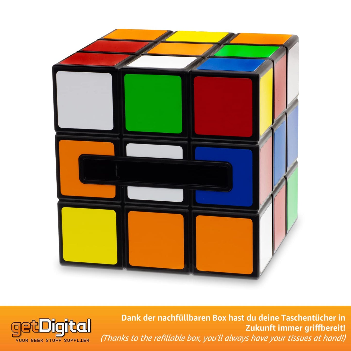 getDigital Plastic Magic Cube Tissue Box Cover, Holder for Square Tissue Boxes with Magnetic Lock, Multi Color