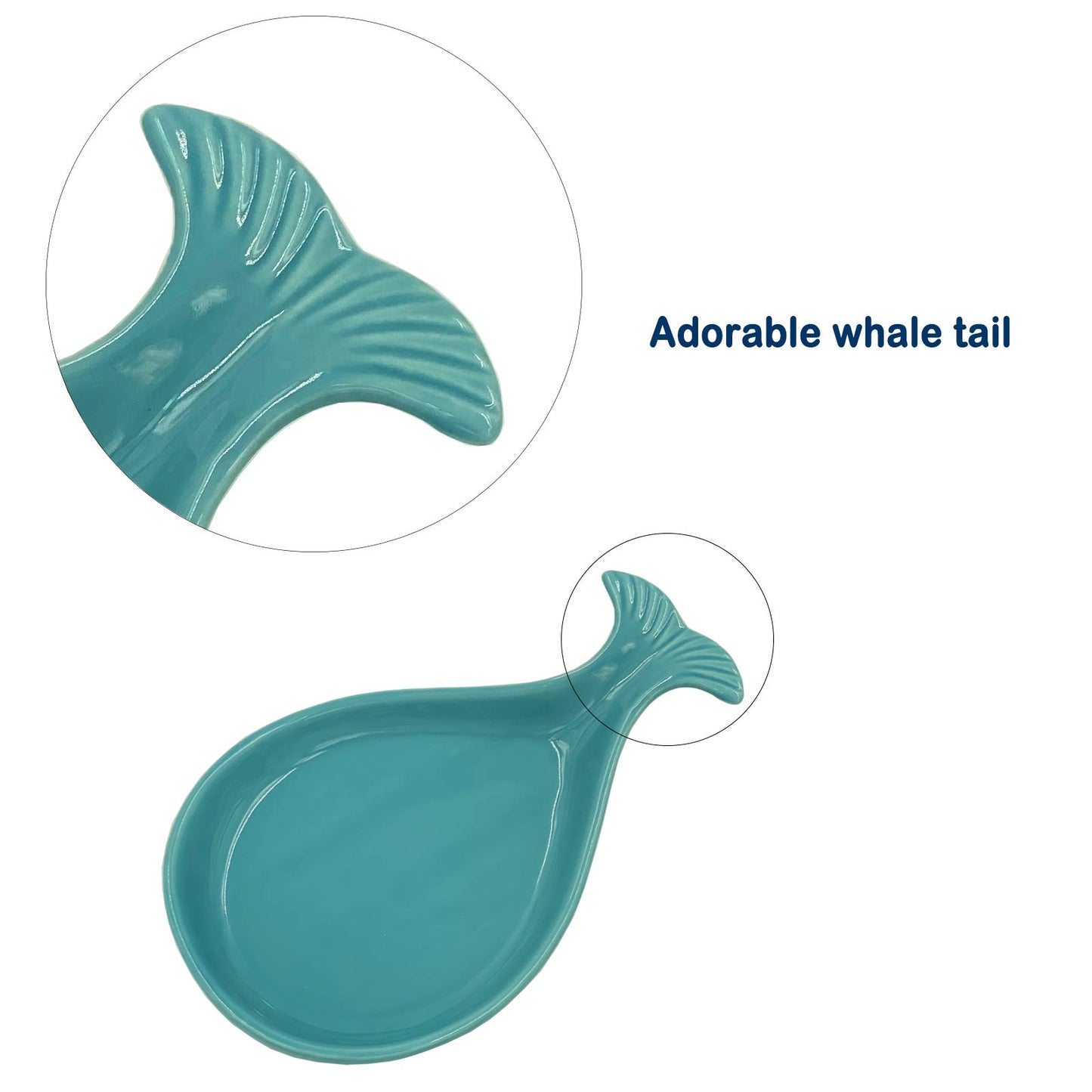 Ceramic Whale Spoon Rest for Stove Top, Spoon Holder for Kitchen Countertop, Cooking Kitchen Spoon Rest Utensil Rest Spatula Rest - Unique Kitchen Decor (Aqua Blue)