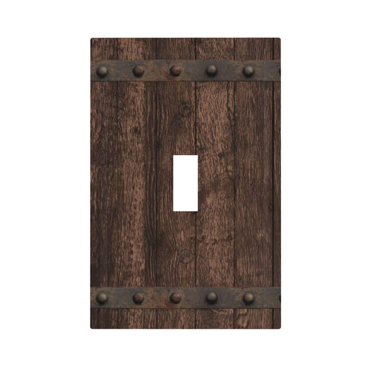 CZRPKEN Light Switch Cover Plate Witch Rustic Dark Wood Medieval Style Wooden Design 1 Gang Decorative Wall Plate Single Toggle Outlet Cover Cabin Home Decor
