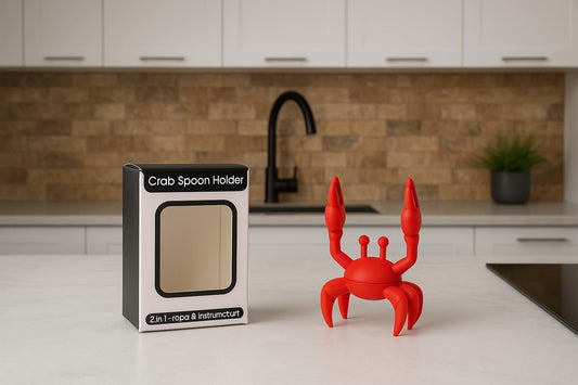 RED Crab Silicone Spoon Rest – Fun, BPA-free and heat-resistant utensil holder. Non-slip, easy to clean, keeps your kitchen tidy and doubles as a steam releaser.